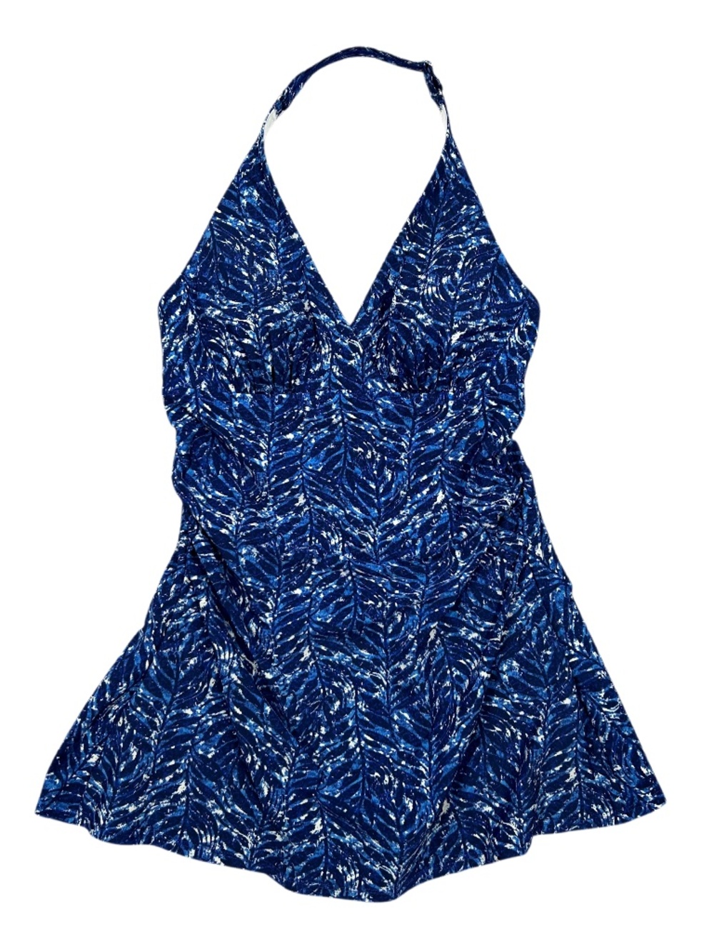 L.L. Bean Blue Floral Halter Swim Dress Swimsuit Size 8